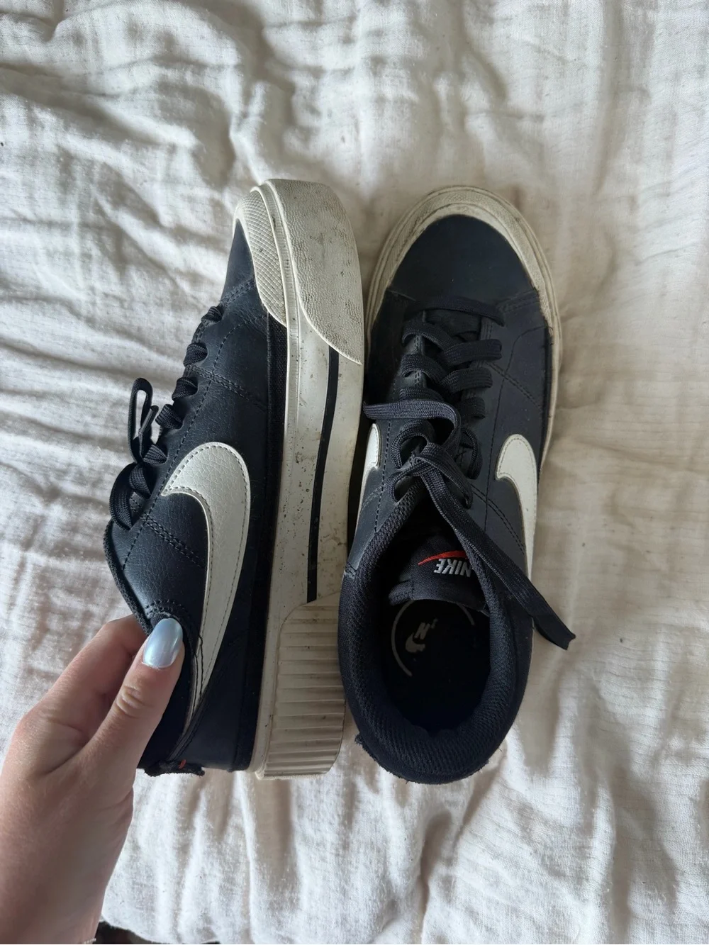 Nike Black and White Platform Lace-Up Sneakers